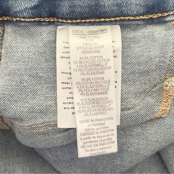Good American Power Stretch Pull-On Straight high rise Jeans Indigo490 size 4 - Picture 5 of 7